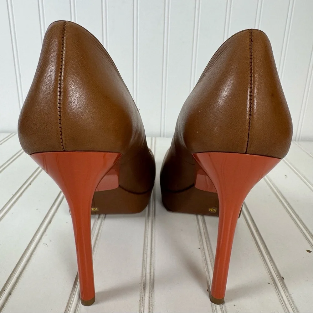 Michael Kors Rochelle Pump‎ Women's Size 10M Barley Brown Leather Heels Shoes